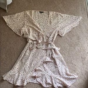 Pink floral wrap dress